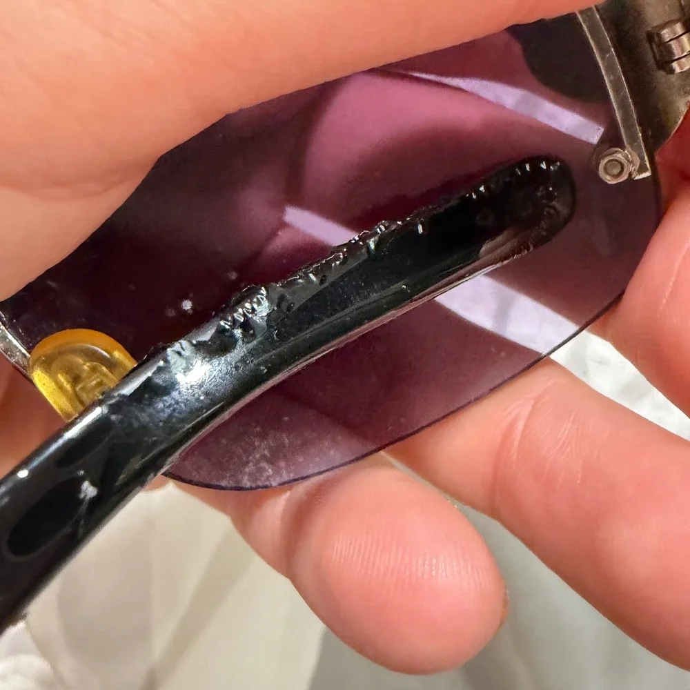 Vintage Y2K Rimless Butterfly Sunglasses Purple Gradient Lens Pink Enamel